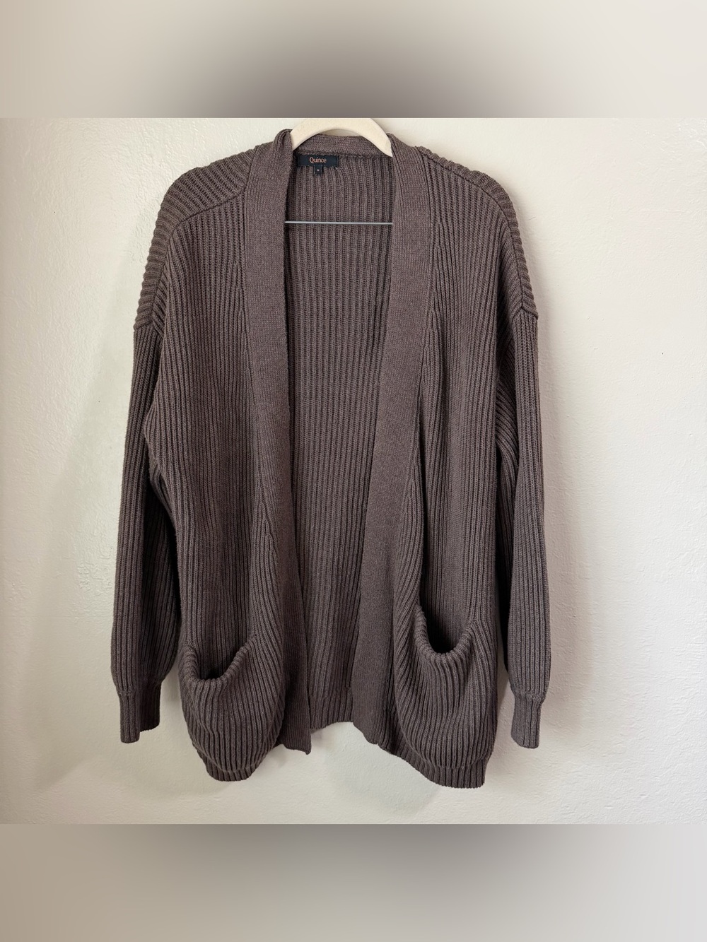 Quince 100% Organic Cotton Oversized Cardigan - Heather Brown - Small